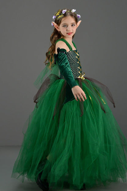 Green Elf Dress Kid Halloween Costume