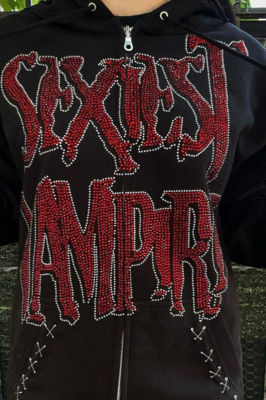 Sexy Vampire Rhinestone Hoodie