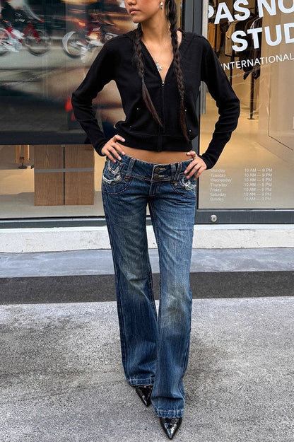 Fitted Knit Zip-Up Hoodie