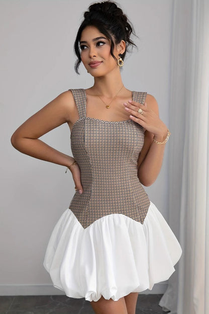 Houndstooth Colorblock Mini Work Dress