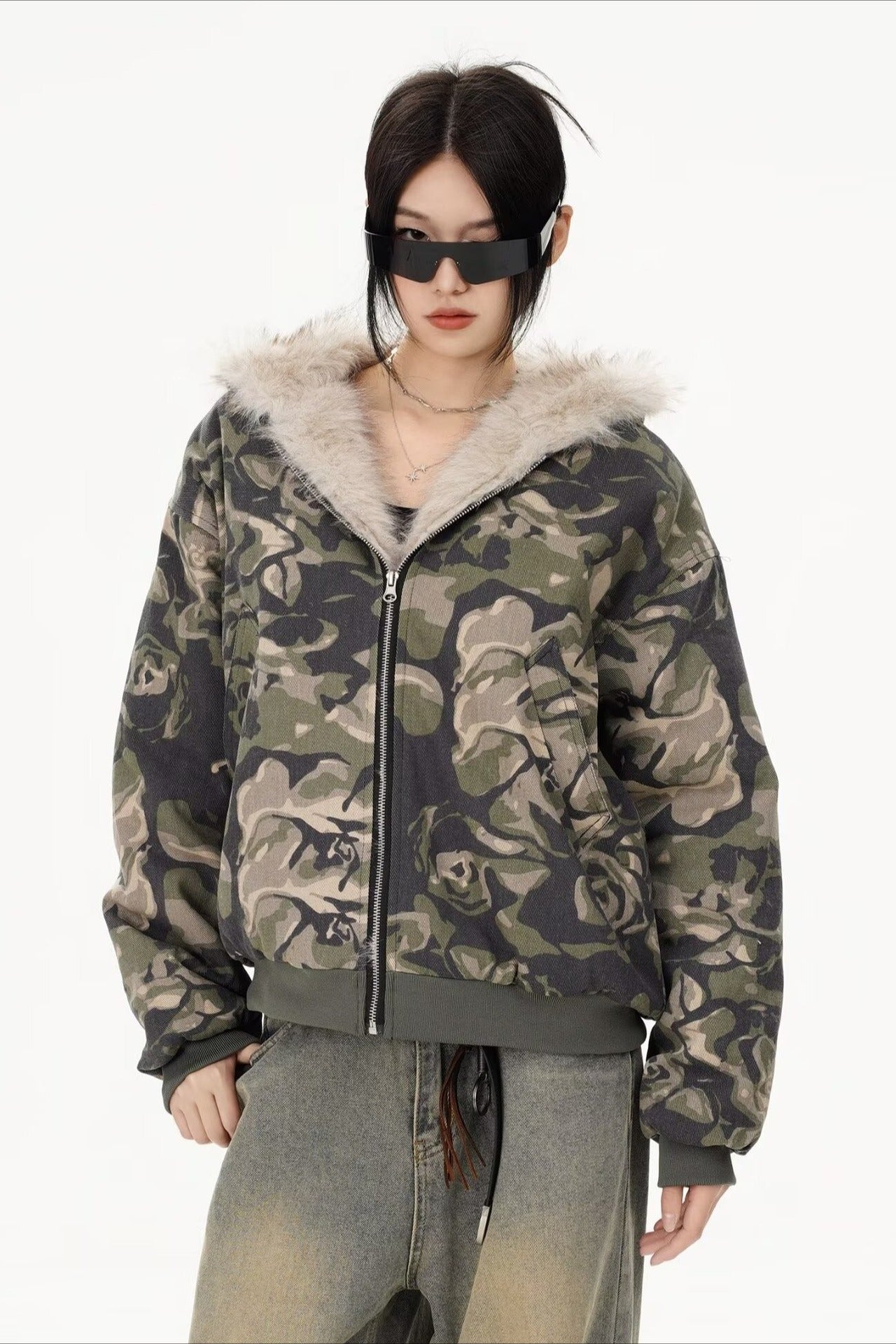 Thickened Hooded Camo Puffer Coat