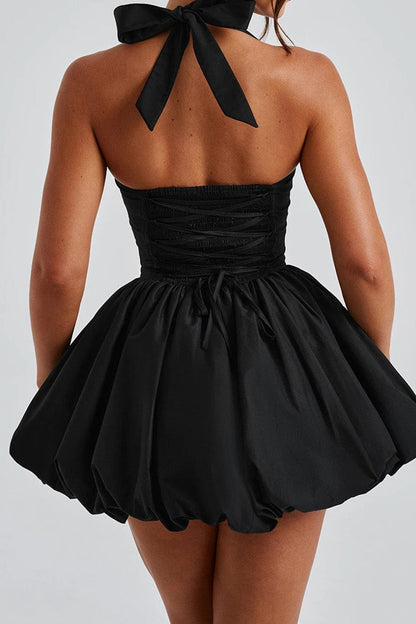 Sleeveless Halter Bubble  Mini Dress