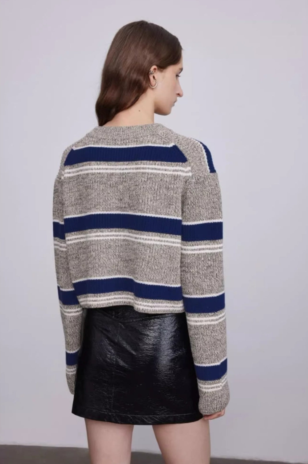 Colorful Striped Knit V-Neck Sweater