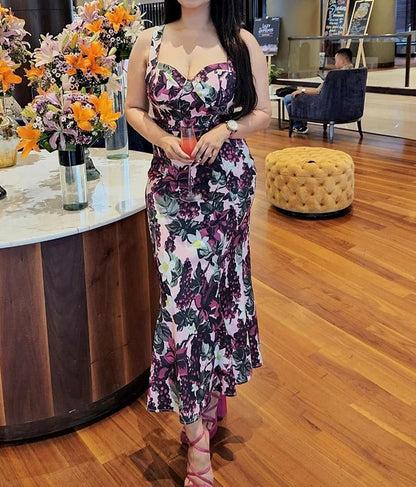 Floral Fishtail Sleeveless Midi Dress