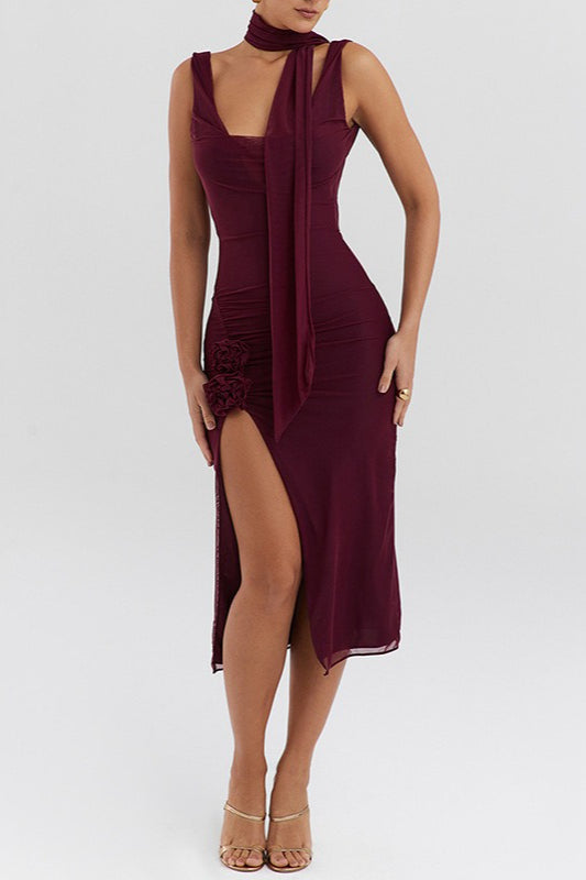 Allure Mesh Panel Slip Dress