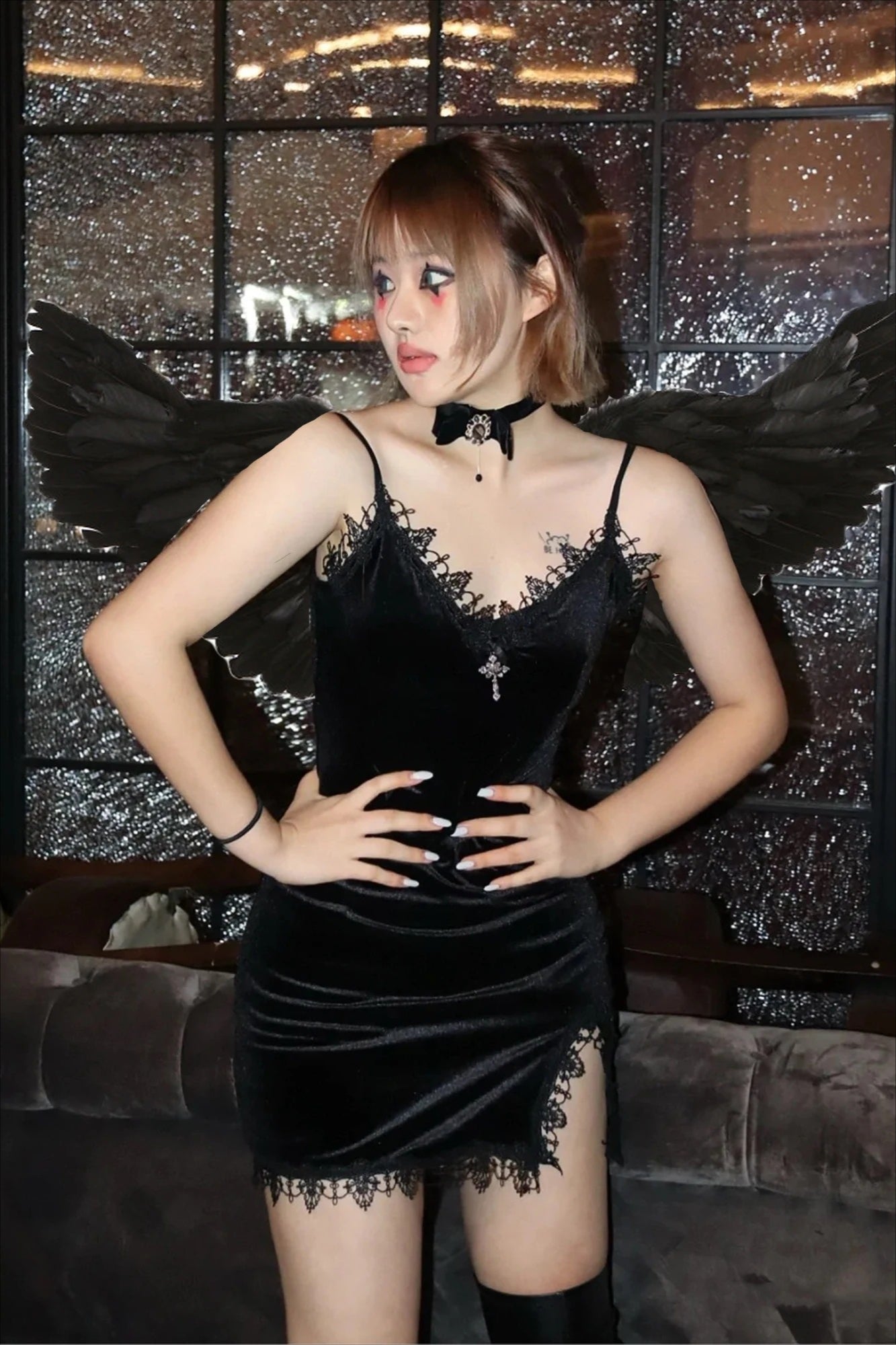 Vintage Halloween Black Swan Dress