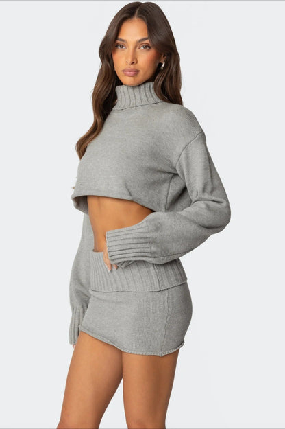 Cropped Loose Fit Knit Sweater