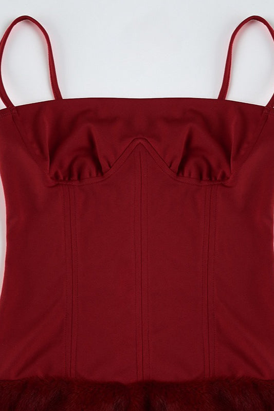 Faux Fur Strapless Party Dress