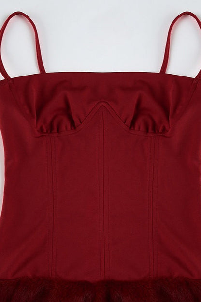 Faux Fur Strapless Party Dress