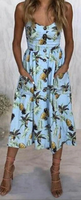 Sling Pocket Dot Retro Midi Dress