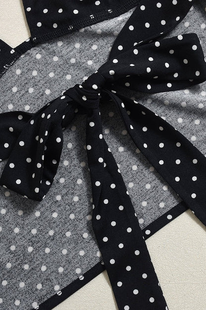 Polka Dot Backless Halter Crop Top