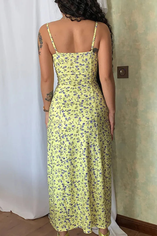 Sleeveless Split Maxi Floral Dress