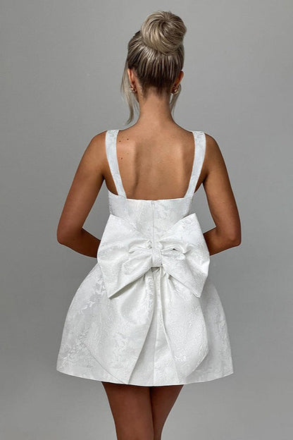 Square Neck Bow Bodycon Party Dress