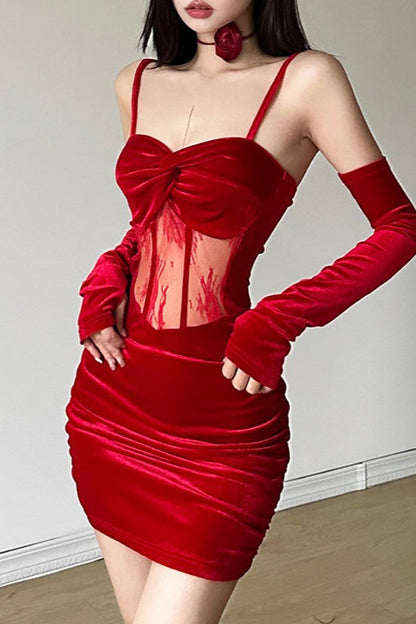 Sheer Lace Cutout Bodycon Lace Dress