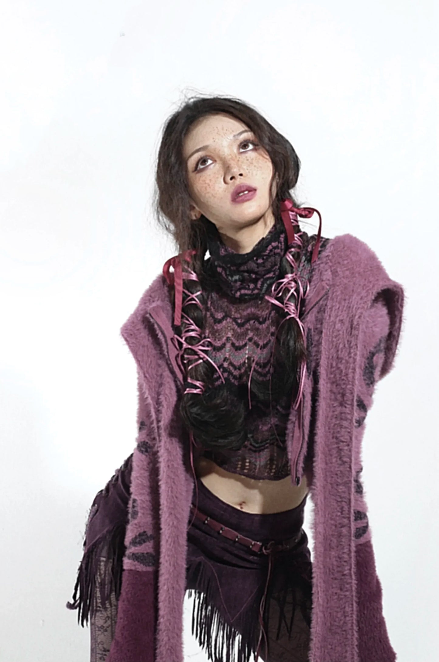 Gothic Skull Embroidery Punk Style Grunge Aesthetics Cropped Vintage Hooded Knitted Cardigan