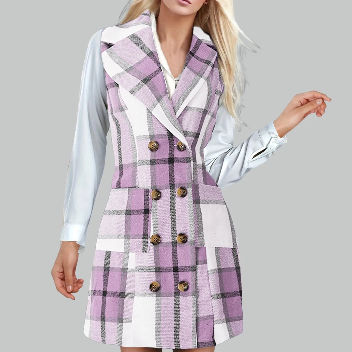 Vintage Casual Fashion Long Sleeves Mini Plaid Ladies Women's Spring Autumn 2024 Dress