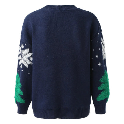 Vintage Korean Loose Round Neck Long Sleeve Christmas Sweater