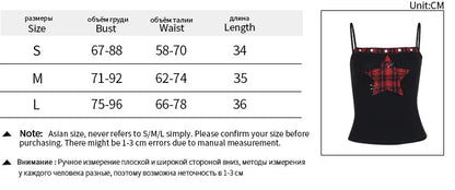 Gothic Vintage Punk Grunge Hip Hop Spaghetti Strap Star Ribbed Sleeveless Crop Top