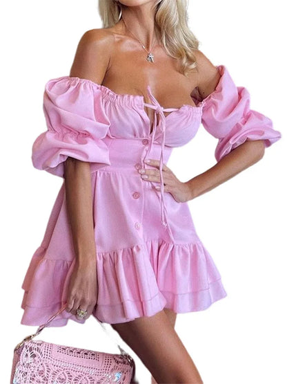 Fresh Sweet Fashionable Slim Flower Print Round Neck Midi Dresses