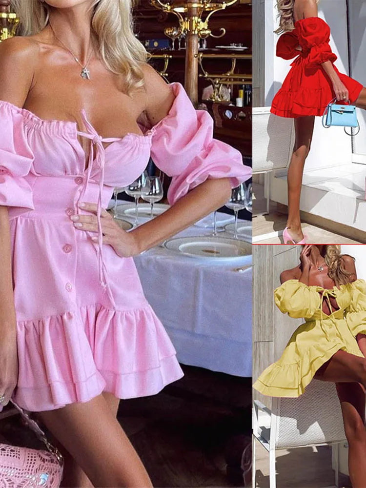 Fresh Sweet Fashionable Slim Flower Print Round Neck Midi Dresses