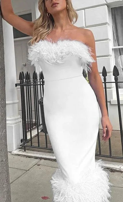 Pencil Off Shoulder Elegant Sexy Birthday Club Midi Dresses