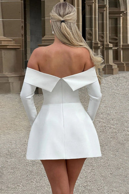 Backless One Shoulder Strapless Slim Long-Sleeve A Line Chic Cocktail Dress