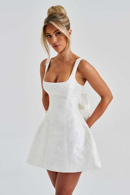 Square Neck Bow Bodycon Party Dress