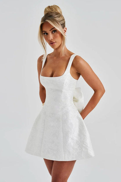 Square Neck Bow Bodycon Party Dress