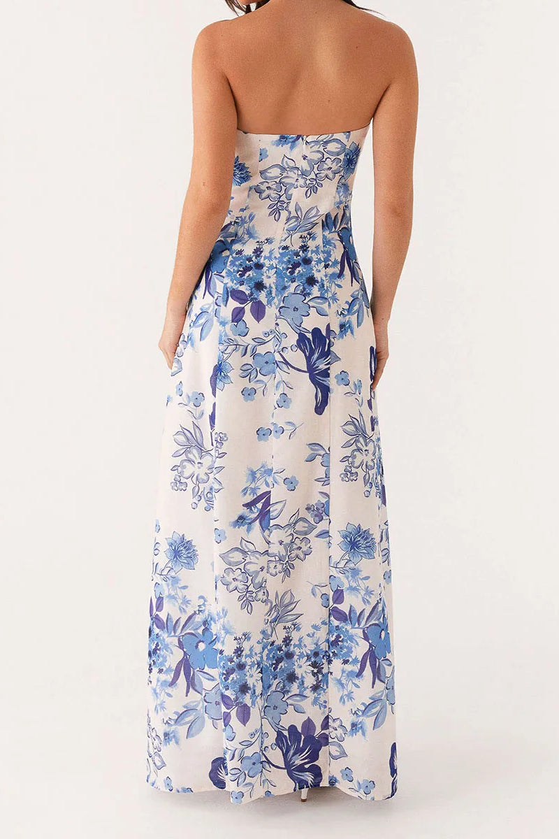 Off Shoulder A-line Maxi Floral Dress