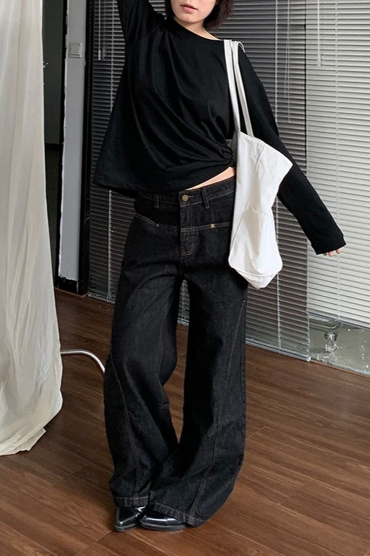 High Waist Straight Leg Denim Jeans