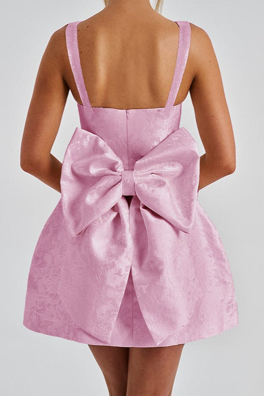 Square Neck Bow Bodycon Party Dress