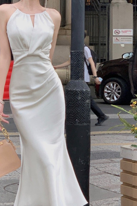 Satin Halter Mermaid Beach Silk Dress