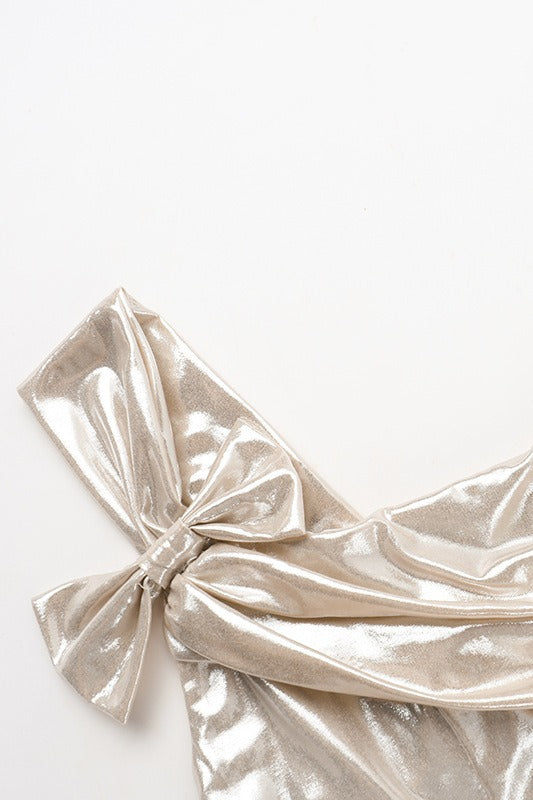 Satin Bow Drawstring Party Dress