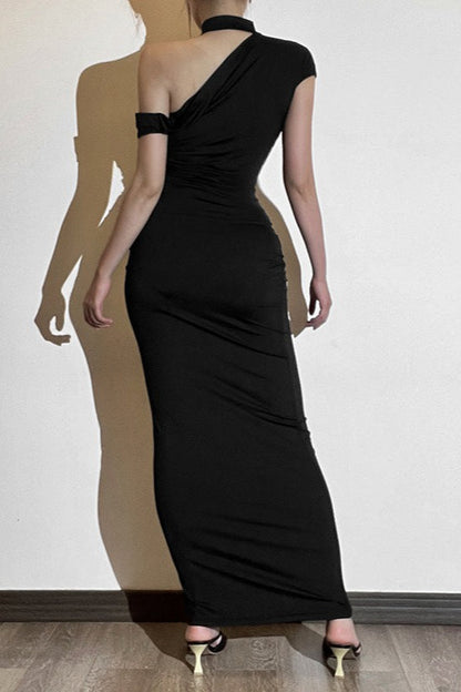 One-Shoulder Slim Maxi Party Dress