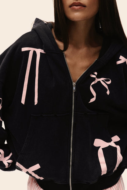 Casual Bow Print Hoodie