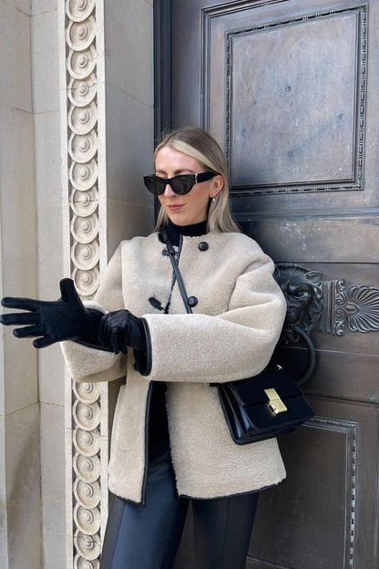 Round Neck Faux Fur Long Coat