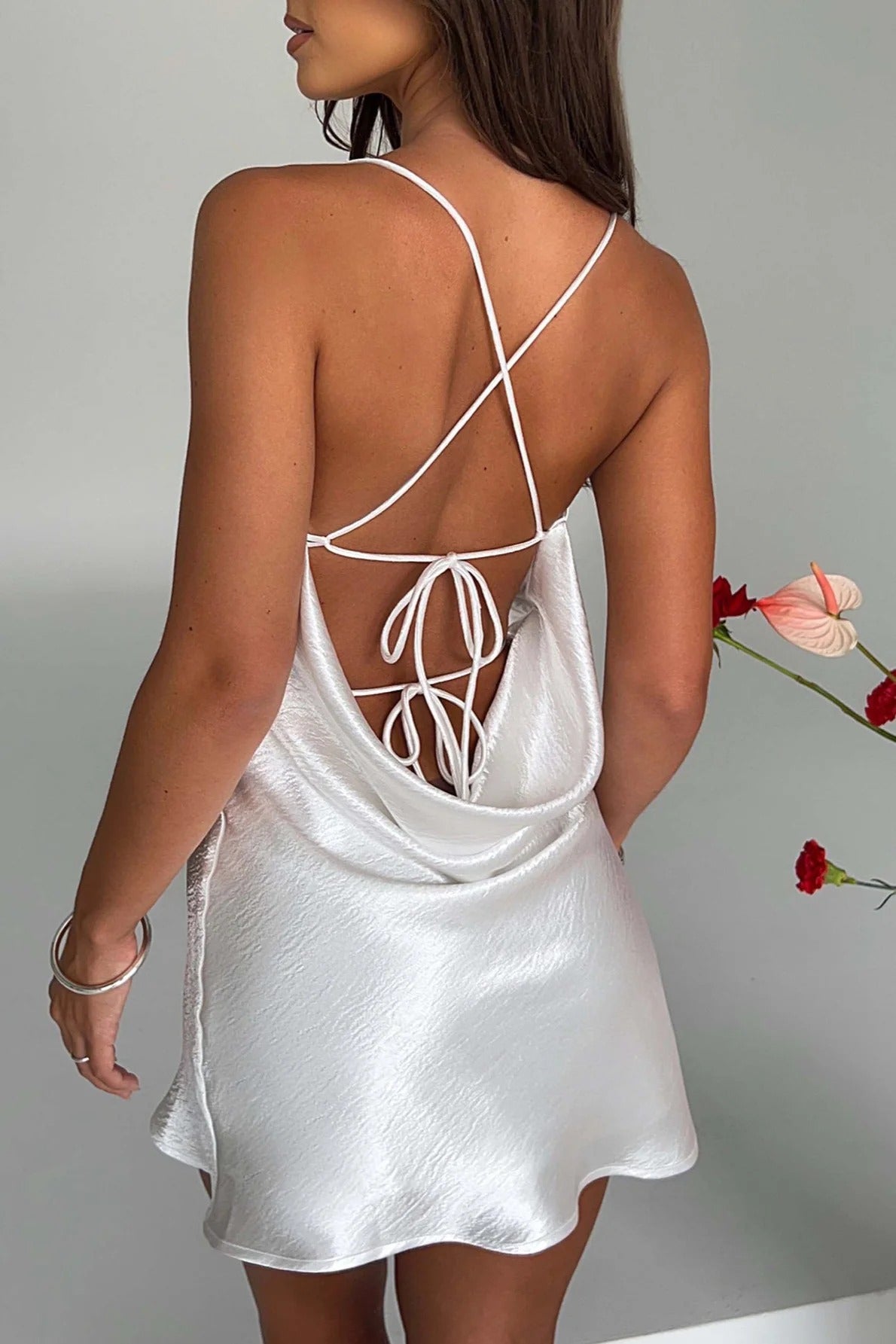 Sleeveless Backless Silk Dress