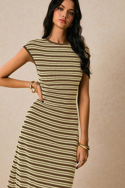 Striped Knit Bodycon Work Dress