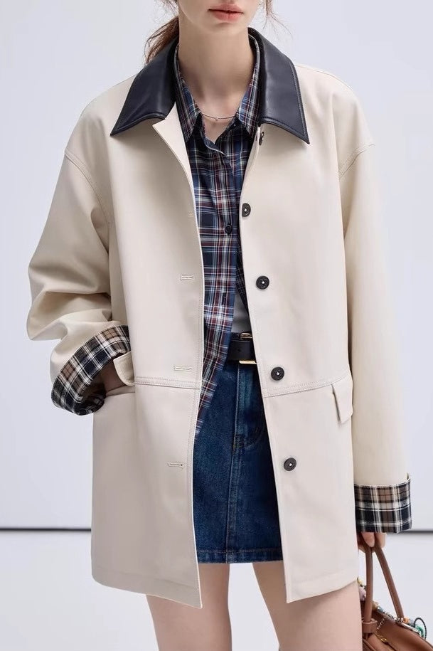 Cropped Contrast Color Coat