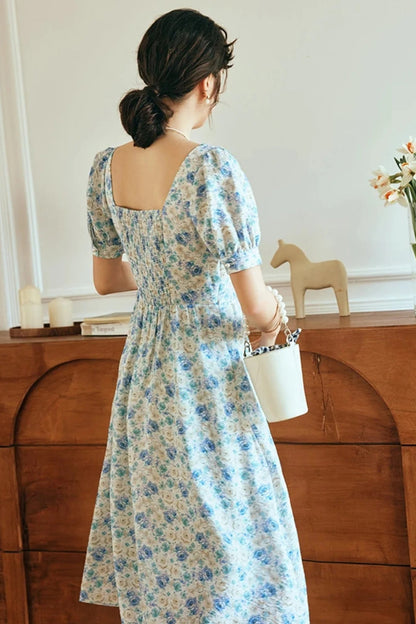 Printed Square Neck Floral Dress