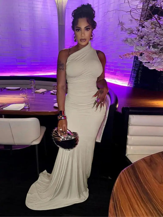 Sleeveless Solid Bodycon Maxi Party Dress