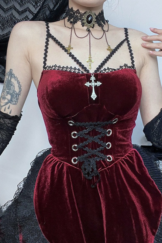 Gothic Lace-Up Waist Halloween Dress