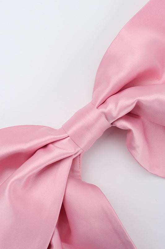 Satin Bow Low-Back Party Dress