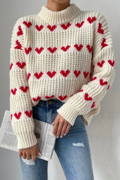 Heart Jacquard Knit Sweater