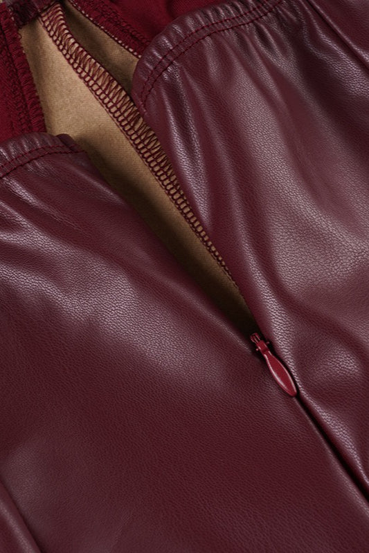 Strapless Leather Column Party Dress