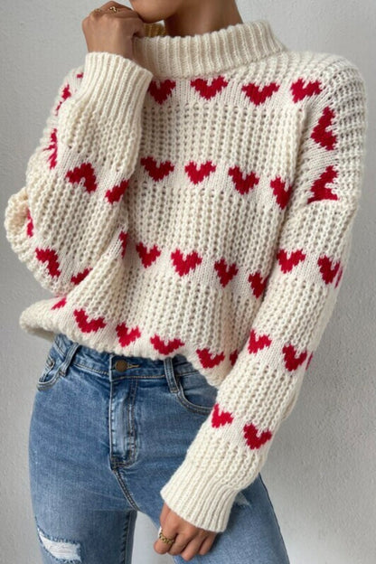 Heart Jacquard Knit Sweater