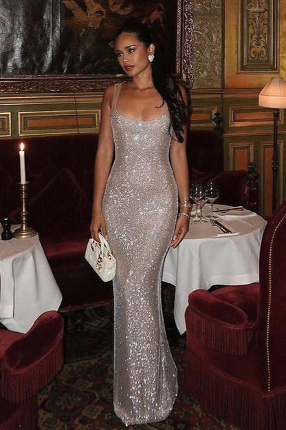 Sequin Spaghetti Strap Party Dress