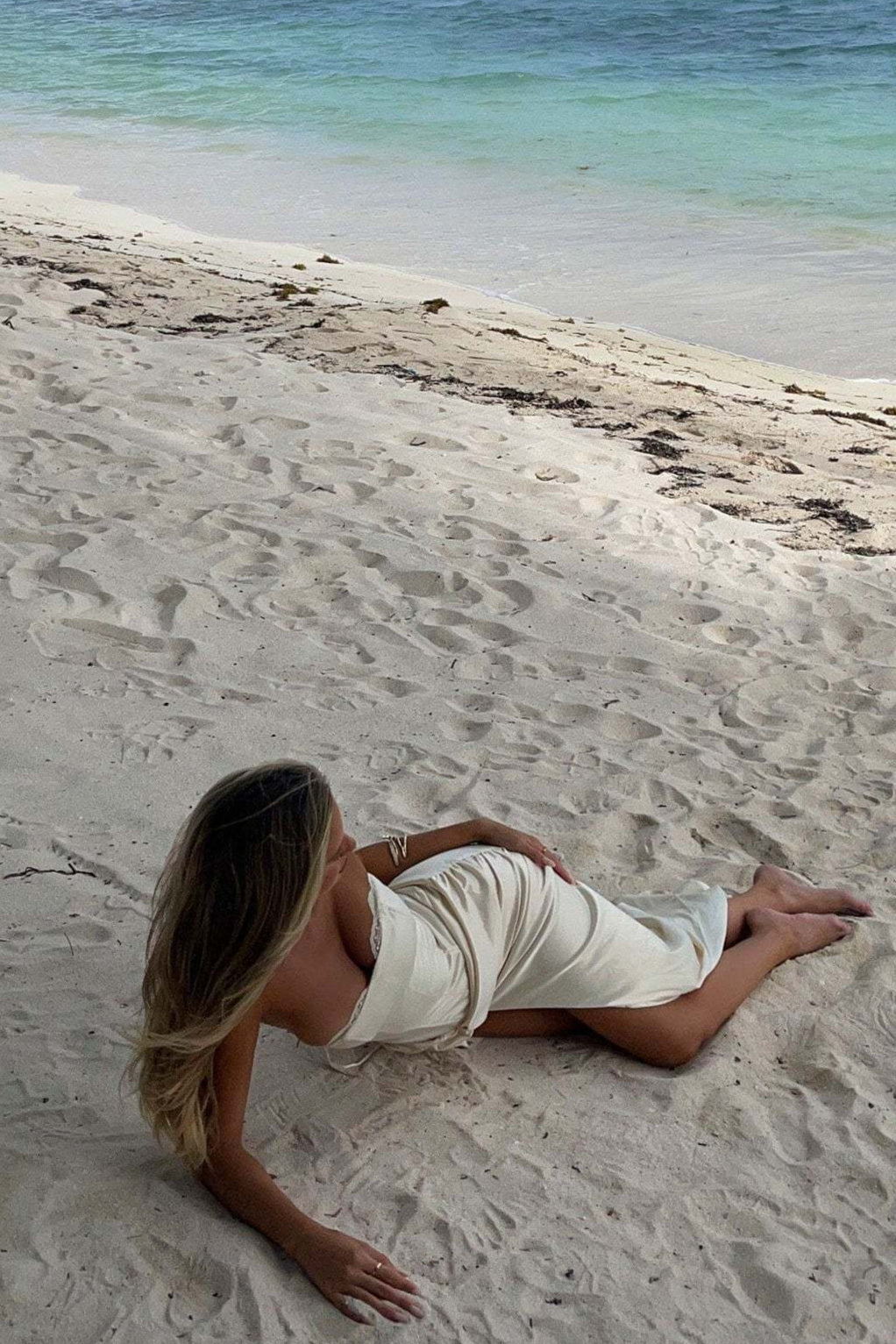 Satin Kink Detail Slit Maxi Dress