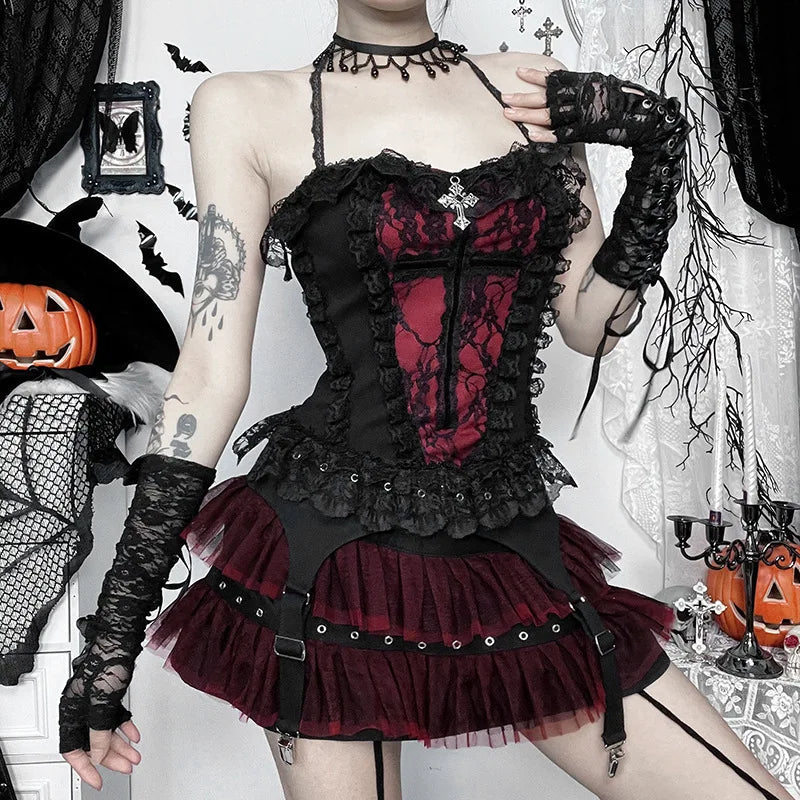 Halloween Gothic Mesh Ballet Mini Skirt