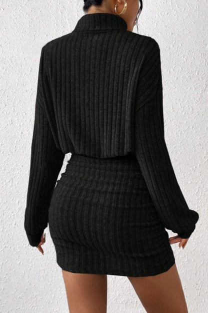 Sexy Knit Turtleneck Long Sleeve Bodycon Sweater Dress